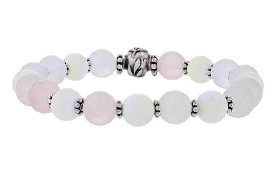 Palpitations "Love" Bracelet with Rose Quartz Beads