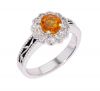 Kristopher Mark Orange Sapphire & Diamond Halo Vine Ring