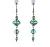 Palpitations Artisan Glass Dangle Earrings with Aqua Rondelles and Pewter Accents