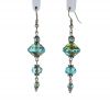 Palpitations Artisan Glass Dangle Earrings with Aqua Rondelles and Pewter Accents