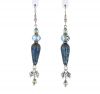 Palpitations Artisan Glass Dangle Earrings with Blue/Aqua Rondelles and Pewter Accents