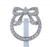 Platinum Diamond Bow Circle Vintage Pin 