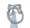 Platinum Diamond Bow Circle Vintage Pin 