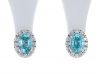14K White Oval Blue Zircon 1/3 CTW Diamond Semi-Set Earrings
