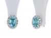 14K White Oval Blue Zircon 1/3 CTW Diamond Semi-Set Earrings