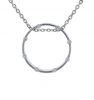 14k White Gold Diamond Circle Pendant w/ Diamond Cut Cable Chain