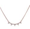 Rose Gold Plated Sterling White Cubic Zirconia "Triangles" Bar Necklace