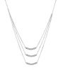 Sterling Silver White Cubic Zirconia Bezel Set Triple Bar Necklace