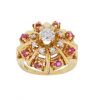 14K Yellow Gold Vintage Diamond & Ruby Ring
