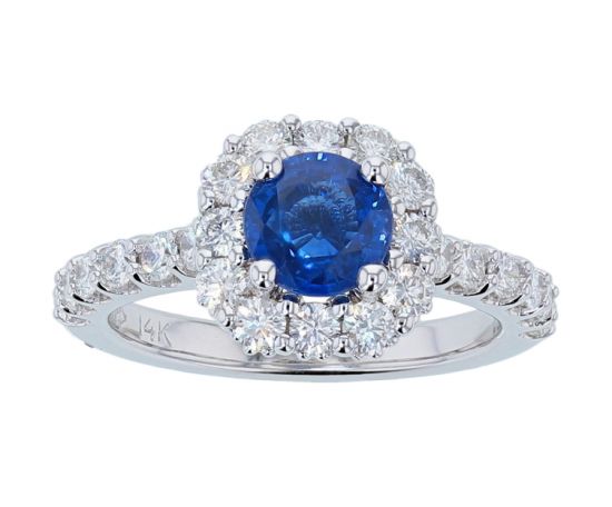 Kristopher Mark Ceylon Sapphire & Diamond Halo Ring