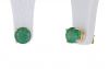 14k Yellow Gold Round Emerald Basket Style Four Prong Stud Earrings