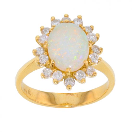 18k Yellow Gold Opal & Diamond Ring