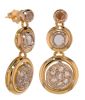 14k Two-Tone Antique Rose Cut Diamond Earrings