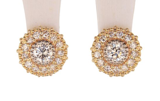 Kristopher Mark Diamond & Diamond Milgrain Cluster Earrings