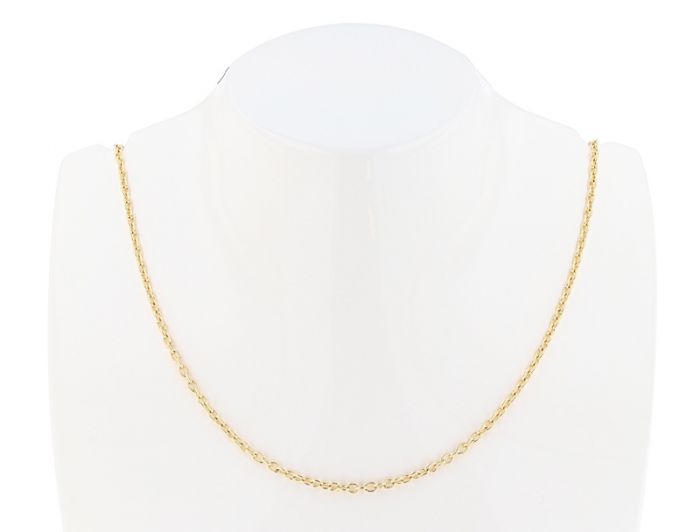 14K Yellow Gold 18" Round Open Link Cable Chain - 1.40mm wide