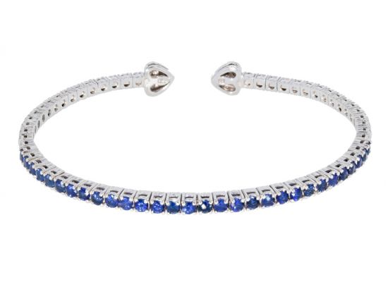 18k White Gold Sapphire Flexible Cuff Bracelet