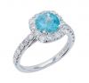 14k White Gold Blue Zircon & Diamond Halo Style Ring