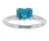 14k White Gold Emerald Cut Blue Zircon Ring