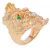 14k Yellow Gold "Face" Ring with Diamond & Green Onyx