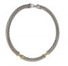 David Yurman .925 Silver & 14kt Gold Cable Choker Necklace