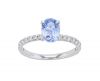 14K White Gold French Set Periwinkle Sapphire & Diamond Engagement Ring