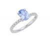 14K White Gold French Set Periwinkle Sapphire & Diamond Engagement Ring