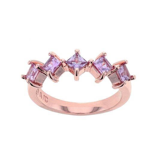14K Rose Gold Princess Cut Pink Sapphire Ring