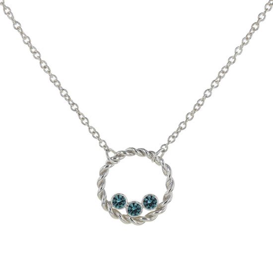 Kristopher Mark Simulated Blue Zircon Circle Necklace