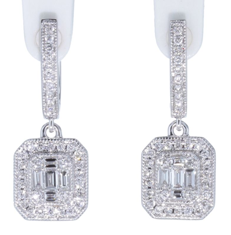 14k White Gold Plated Baguette Earrings for Sale in Fremont, CA