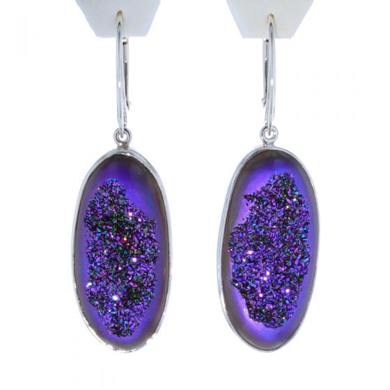 Kristopher Mark Custom Purple Druzy Dangle Earrings