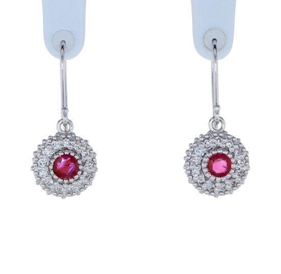 Kristopher Mark Ruby & Diamond Milgrain Cluster Earrings