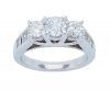 14K White Gold Three Stone Diamond Anniversary Ring