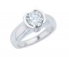 14K White Gold Half Bezel Diamond Semi-Mount Engagement Ring