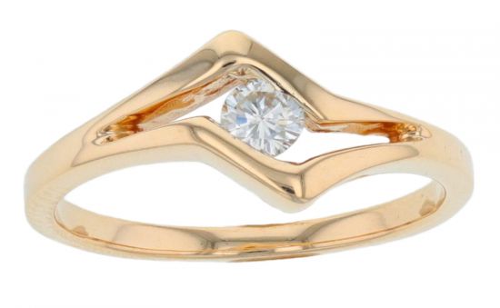 14k Yellow Gold Contemporary Diamond Ring