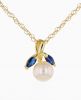 14k Yellow Gold Pearl and Marquise Sapphire Pendant with Rope Chain