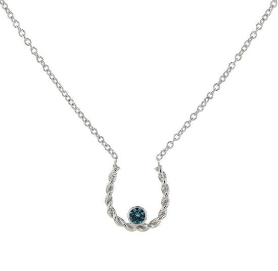 Kristopher Mark Simulated Blue Zircon Horseshoe Necklace