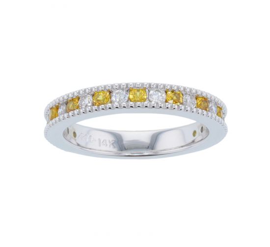 Kristopher Mark Yellow Sapphire & Diamond Milgrain Channel Band